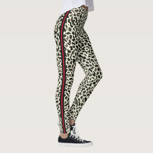 Leopard Leggings with Red Stripe