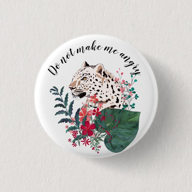 Leopard, leopard muzzle, floral , Botanical 3 Cm Round Badge (Front)