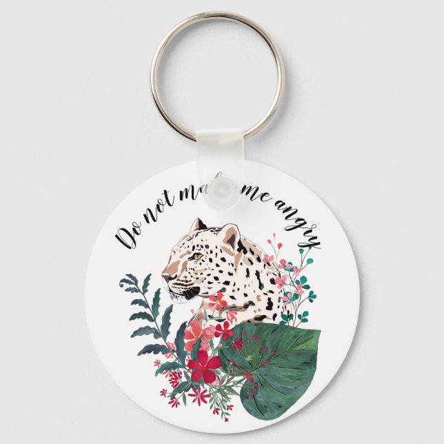 Leopard, leopard muzzle, floral , Botanical, Key Ring (Front)