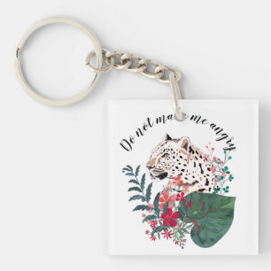 Leopard, leopard muzzle, floral , Botanical, Key Ring