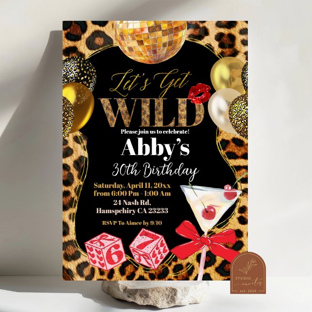 Leopard Let's Get Wild Birthday Invitation (Creator Uploaded)