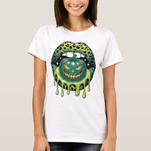 Leopard Lips & Kürbis – Halloween T-Shirt