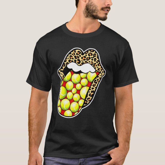 Leopard Lips Tennis Tongue Sticking Out T-Shirt (Front)
