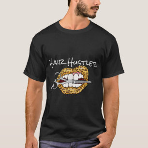 Leopard Lips With Scissors Cool Hairdresser Hair H T-Shirt