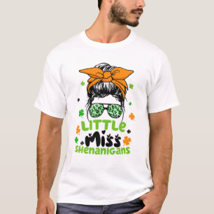 Leopard Little Miss Shenanigans Messy Bun With Sun T-Shirt