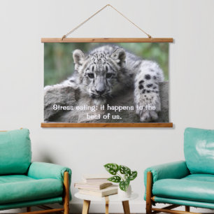 Leopard looking at you from on a rock hanging tap tapestry