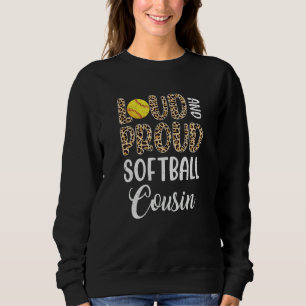 Leopard Loud Proud American Softball Cousin Family Sweatshirt