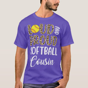 Leopard Loud Proud American Softball Cousin Family T-Shirt