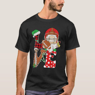 Leopard Love Football Christmas Santa Plaid T-Shirt