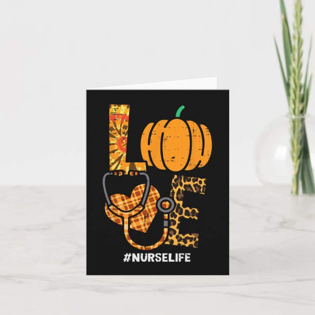 Leopard Love Nurse Life Thanksgiving Scrub Top Fal Card (Front)