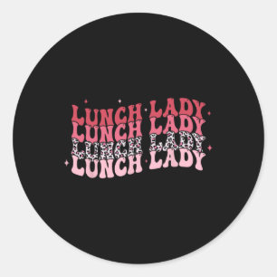 Leopard Lunch Lady Valentine's Day Classic Round Sticker