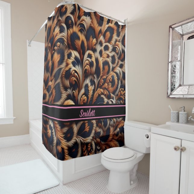 Leopard Luxe: Transform Your Bathroom with a  Shower Curtain (In Situ)