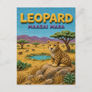 Leopard Maasai Mara Modern KlayKoo Postcard
