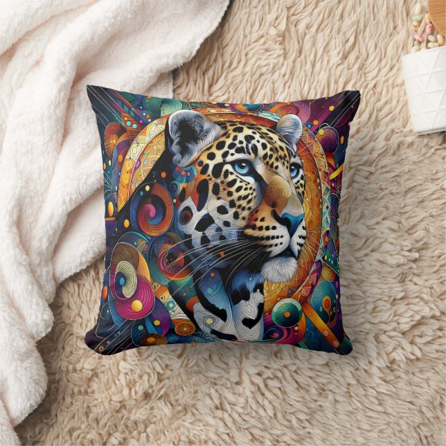 Leopard Majesty: Bold Jungle Vibes Cushion (Blanket)