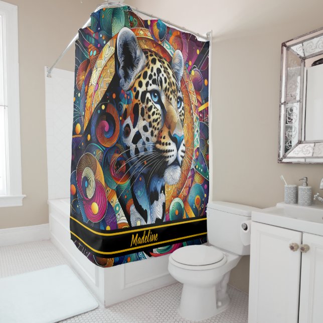 Leopard Majesty: Bold Jungle Vibes Shower Curtain (In Situ)
