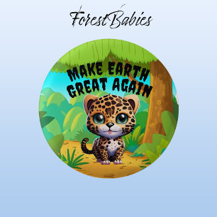 Leopard, Make Earth Great Again, Environmental 3 Cm Round Badge