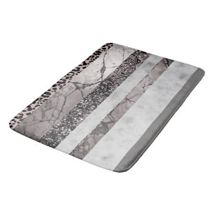 Leopard Marble Glitter Stripes Glam 1 Bath Mat