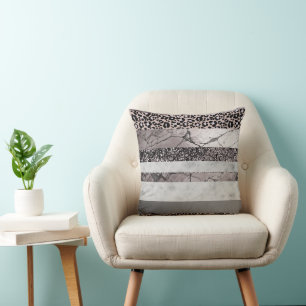 Leopard Marble Glitter Stripes Glam 1 Cushion
