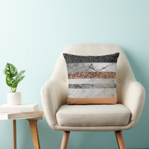 Leopard Marble Glitter Stripes Glam 3 Cushion