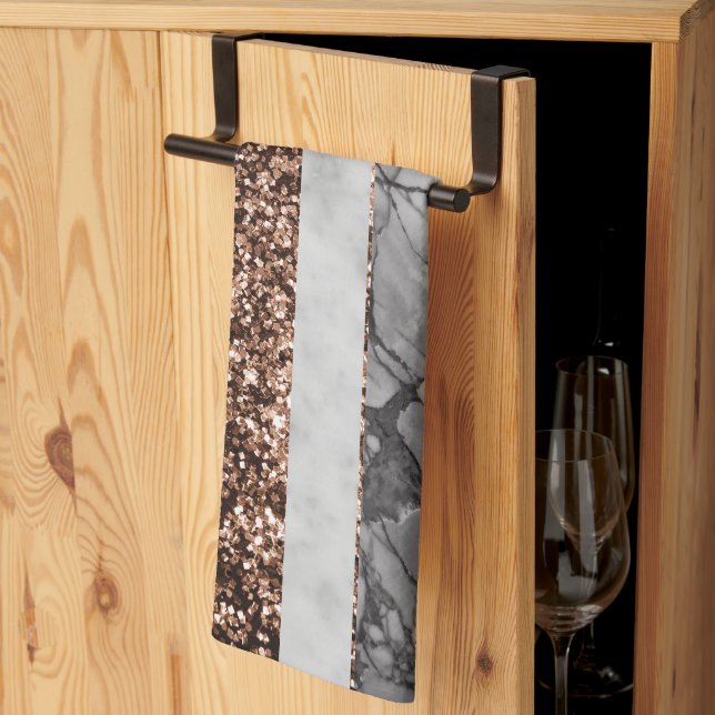 Leopard Marble Glitter Stripes Glam 3 Tea Towel (Thirds Fold)