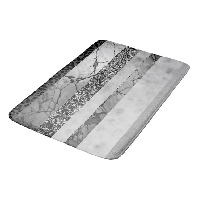 Leopard Marble Glitter Stripes Glam 4 Bath Mat (Angled)