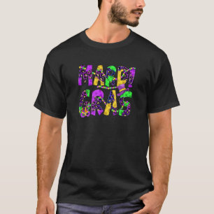 Leopard Mardi Gras With Bead Mask Mardi Gras Carni T-Shirt