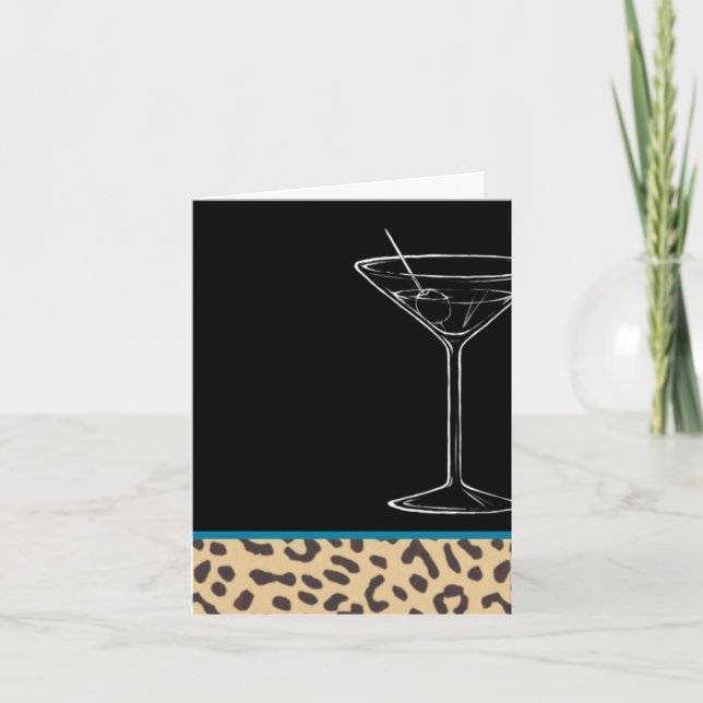leopard martini birthday card (Front)