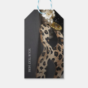Leopard Masquerade Mask & Pearl Birthday Party Gift Tags