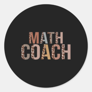 Leopard Math Coach Supplies Fun Back To School Classic Round Sticker