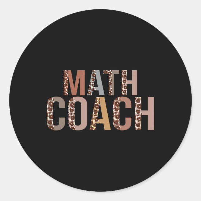 Leopard Math Coach Supplies Fun Back To School  Classic Round Sticker (Front)