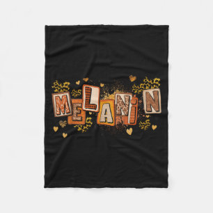 Leopard Melanin Black Girl Magic Black History Mon Fleece Blanket
