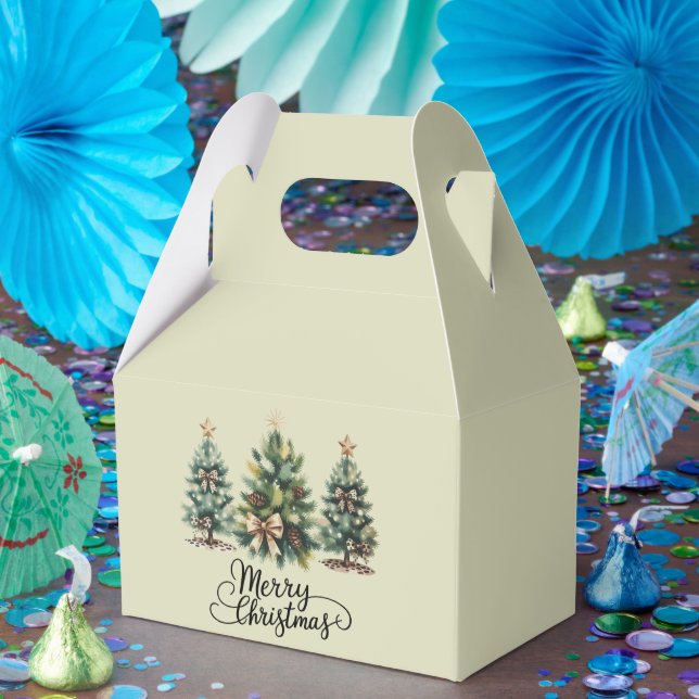 Leopard Merry Christmas Tree Coquette Bow Xmas Favour Box (Party)