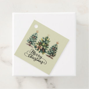 Leopard Merry Christmas Tree Coquette Bow Xmas Favour Tags