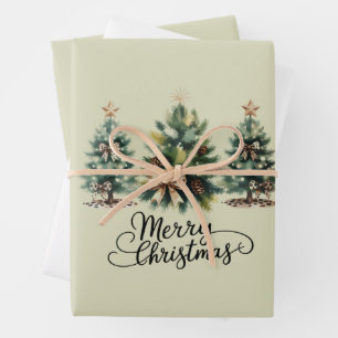 Leopard Merry Christmas Tree Coquette Bow Xmas Wrapping Paper Sheet