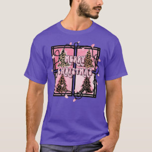 Leopard Merry Christmas Tree Xmas Lights Family Ch T-Shirt