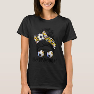Leopard Messy Bun Bonus Mum Life Soccer Mum Mother T-Shirt