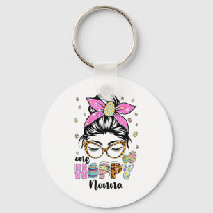Leopard Messy Bun One Hoppy Nonna Bunny Easter Mum Key Ring