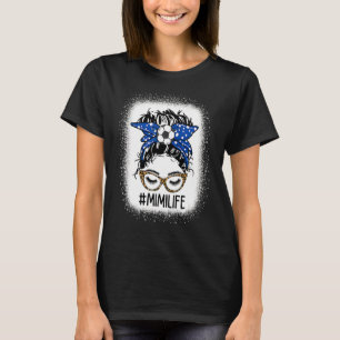 Leopard Messy Bun Soccer Mimi Life Game Day Mother T-Shirt