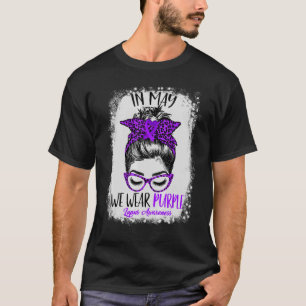 Leopard Messy Hair Bun In May We Wear Purple Lupus T-Shirt