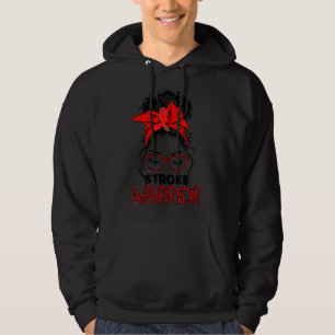 Leopard Messy Hair Bun Stroke Awareness Survivor W Hoodie