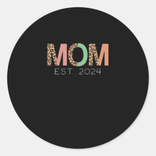 Leopard Mom Est 2024 Mothers Day Mom 2024 Leopard Classic Round Sticker
