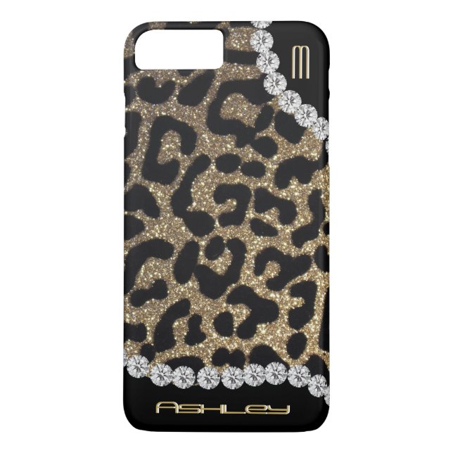 Leopard Monogram Glitter Case-Mate iPhone Case (Back)
