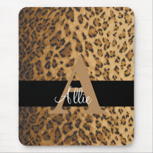 Leopard Monogram Initial Letter A Computer Mouse Pad