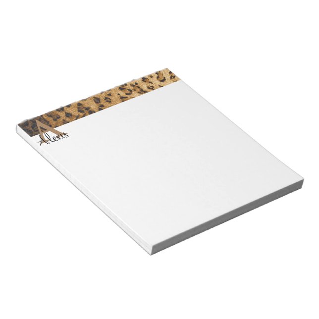 Leopard Monogram Initial Letter A Notepad (Angled)