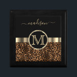 Leopard Monogram / Name | Black and Brown Gift Box<br><div class="desc">Keepsake Gift Box ready for you to personalise. Great for a birthday, wedding party or any special occasion. ✔NOTE: ONLY CHANGE THE TEMPLATE AREAS NEEDED! 😀 If needed, you can remove the text and start fresh adding whatever text and font you like. 📌If you need further customisation, please click the...</div>