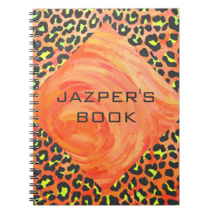 Leopard Monogram Orange and Yellow Print Notebook