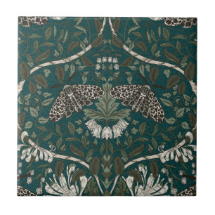 Leopard Moth and Honeysuckle Botanical Vintage  Ceramic Tile