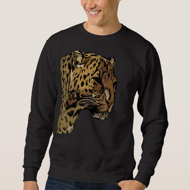 Leopard Motif  Africa Animal Imprint  Abstract Fac Sweatshirt (Front)