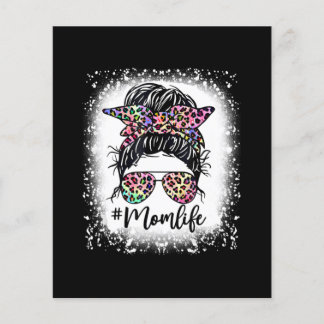 Leopard Mum Life Messy Bun Tie Dye Mothers Day Flyer