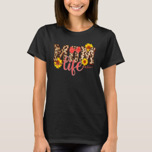 Leopard Mum Life Sunflower Women Mother's Day T-Shirt